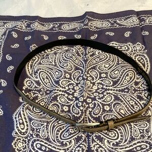 Black and Brown Belt with Silver Buckle Snakeskin Like Pattern 35”